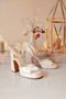 Women's 10 cm Platform White Pearl Bridal Shoes - 6