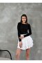 Women's Black Boat Neck Long Sleeve Basic Blouse - 2