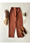 Brown Elastic Waist Crepe Trousers - 2