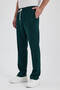 Men's Emerald Green Baggy Sweatpants with Stitching Detail, Straight Leg, Loose Fit, Fleece Lined, Comfortable - 5