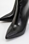 Noya Black Skin Pointed Toe Women's Thin Heeled Boots - 3