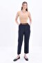Navy Blue-Cotton Large Size Fabric Pants - 2