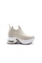 Hidden Heel Women's Laceless Beige Color Knitwear Casual Sneakers