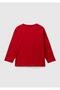 Boy's Red Long Sleeve Crew Neck T-Shirt - Photo Printed - 2