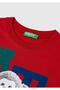 Boy's Red Long Sleeve Crew Neck T-Shirt - Photo Printed - 3