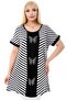 Round Neck Front Butterfly Stone Embroidered Short Sleeve Bias Striped Blocked Comfortable and Flowy Stylish Blouse - 2