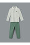 Mg trenden ecru polo collar boy's t-shirt and pants 2-piece set - 3