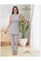 Women's Gray Lace Special Design Cotton Combed Maternity Maternity Dressing Gown Pajamas Set Set - 4
