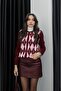 Pink Burgundy Diamond Patterned Cardigan