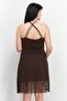 Women Textured Midi Casual Dress, Brown - 2