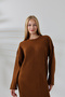 Round Crew Neck Ribbed Long Sleeve Oversize Ankle Length Basic Seasonal Knitwear Dress - 3