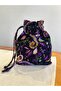 Flannelette Cloth Pouch with Shawl Pattern - Drawstring Bag Organizer - Toiletry Bag - Jewelry Organizer