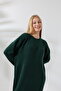 Round Crew Neck Ribbed Long Sleeve Oversize Ankle Length Basic Seasonal Knitwear Dress - 3