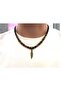 Wooden and Metal Beaded Men's Necklace with Feather Figure - 3