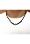 Black Lava Stone, Wood and Metal Beads Necklace - 2