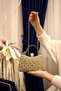 Gold Reversible Stone Double Handle Chain Evening Bag - 5