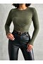 Women's Khaki Crew Neck Knot Detail Camisole Blouse - 3