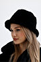 Black Vegan Fur Plush Winter Women's Bucket Hat - 3