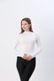 Women's White Half-Thigh Half-Turtleneck Finger Detailed Combed Cotton Body Blouse - 3