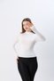 Women's White Half-Thigh Half-Turtleneck Finger Detailed Combed Cotton Body Blouse - 5
