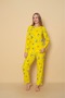 Women's Crew Neck Printed Suede Soft Fabric Long Sleeve Pajamas Set