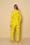 Women's Crew Neck Printed Suede Soft Fabric Long Sleeve Pajamas Set - 3