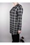 Women's Black White Crew Neck Long Sleeve Suede Soft Fabric Tunic - 2