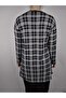 Women's Black White Crew Neck Long Sleeve Suede Soft Fabric Tunic - 3