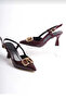 Burgundy Patent Leather V Buckle Detailed Stiletto