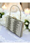 Silver Metal Handle Crystal Stone Evening Dress Bag Kına