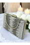 Silver Metal Handle Crystal Stone Evening Dress Bag Kına - 3