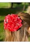 Luxury Fashion Trend Large Artificial Rose Flower with Satin Pearls and Red Clip-On Hairpin - 3