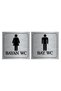 Men's and Women's WC Direction Lettering Metal Silver 2-Piece 12x12 Cm