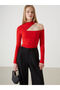 Red Stand Collar Women's Bodysuit