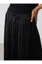 Satin Women's Pleated Skirt with Elastic Waist - 3