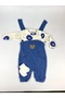 Baby Boy 3-Piece Romper Set - Teddy Bear Patterned Badi Bear Embroidered Green Salopet and Socks Set Cotton - 2