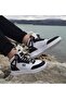 2238 White-Black, Fuspeted Orthopedic High Top Basket Sneakers - 2