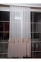 American Pleated Skirt with Ruffles and Tassel Details, Linen Tulle Curtain (Ecru-Mink Combination) - 4