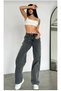 My End Game Smoked Snow Women's Casual Lycra 90's Super High Waist Casual Leg Jeans Palazzo Trousers - 6