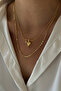 Double Necklace with Heart and Chain with Zircon Stone