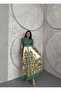 Atlas Fabric Dress (Belt Included)-Green