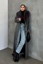 Detachable Fur Men's Collar Waist Belted Coat Dark Gray 3015-Y - 5
