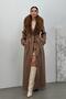 Removable Fur Men's Collar Waist Belted Coat Kamel 3015-Y - 4