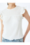 Ruffle Detailed Sleeveless Crew Neck T-Shirt Bürümcük - 5