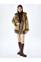 Faux Fur Collar Leather Look Zippered Pocket Biker Jacket - 2
