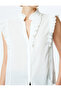 Mandarin Collar Sleeveless Ruffle Shirt - 5