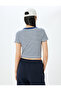 Short Sleeve Slim Fit Crew Neck Printed Crop T-Shirt - 4