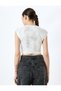 Silvery Cap Sleeve Short Sleeve Crew Neck T-Shirt - 4