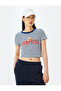 Short Sleeve Slim Fit Crew Neck Printed Crop T-Shirt - 3
