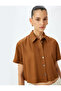 Short Sleeve Crop Viscose Shirt - 2